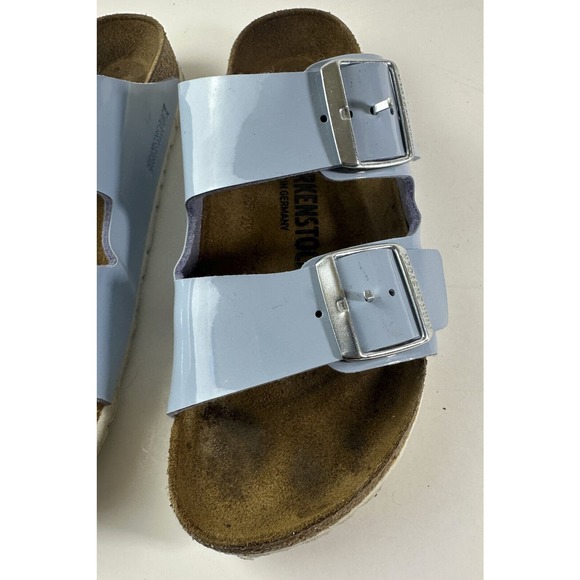 Birkenstock Arizona Big Buckle Birko-Flor Patent Dove Blue Size 37 US Women's 6 - Picture 5 of 11